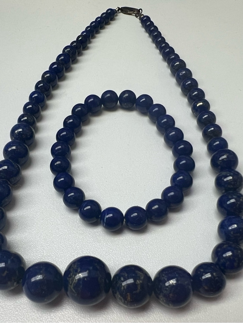 Lapis Lazuli Blue Beaded Necklace and Bracelet Set